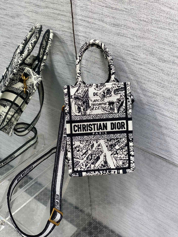 CD Mini Book Tote 13.5 cm Black Beige 336416
