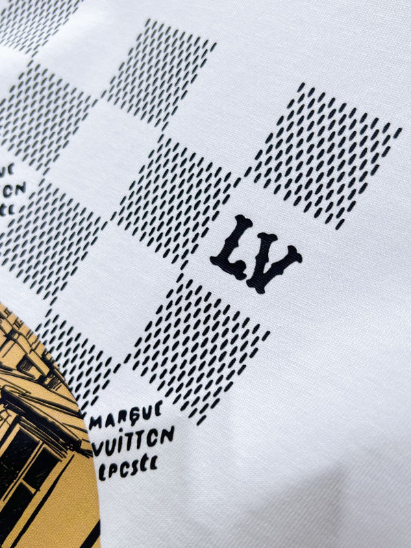 T-SHIRT LV IN COTONE BIANCO CON STAMPA TORRE EIFFEL 238804