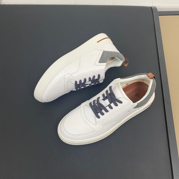 LP NEWPORT WALK SNEAKERS IN PELLE DI VITELLO BIANCA E GRIGIA
