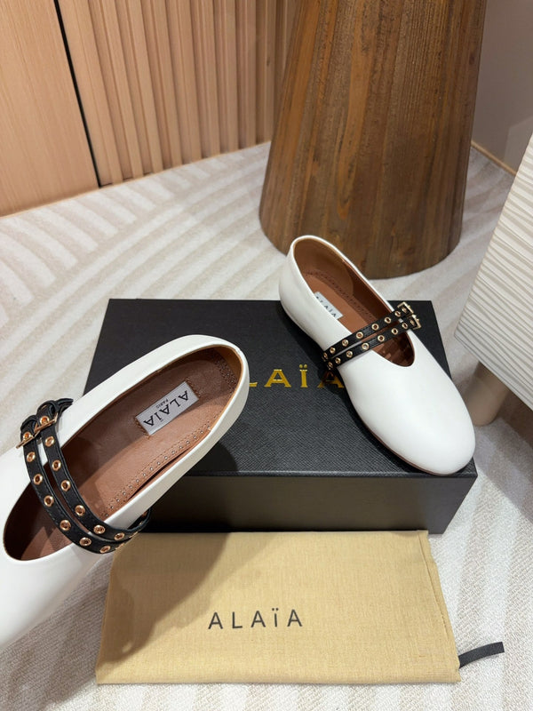 alaia ballet flat white calfskin