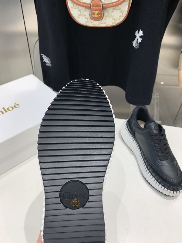 CHLOÉ NAMA SNEAKER 5 CM IN BLACK CALFSKIN