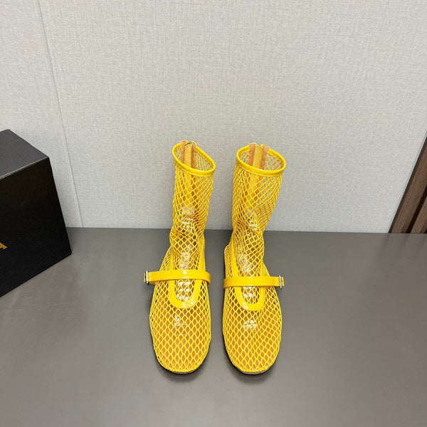 STIVALI BASSI ALAIA IN RETE GIALLO LIMONE