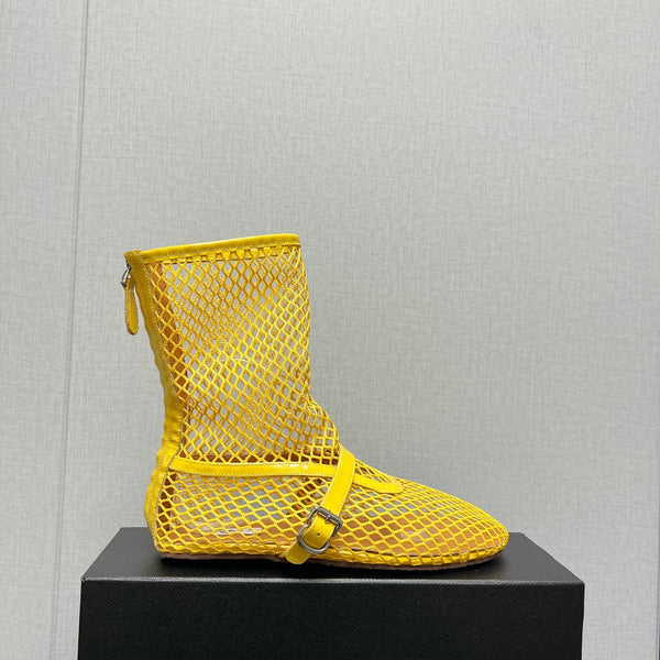 STIVALI BASSI ALAIA IN RETE GIALLO LIMONE
