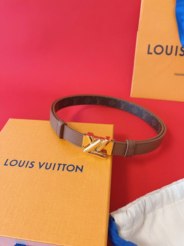 LV GO-14 20MM BELT IN BRONZE BROWN CALFSKIN GOLD HARDWARE