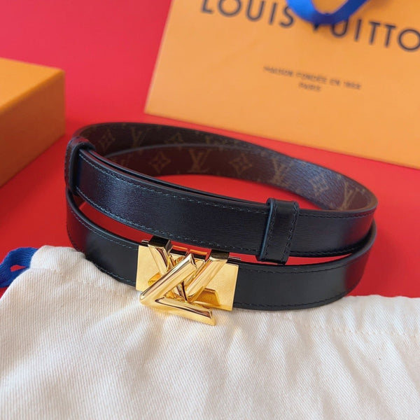 LV GO-14 20MM BELT IN BLACK CALFSKIN GOLD HARDWARE