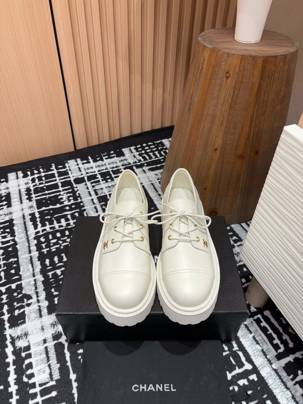 SCARPE CC OXFORD IN PELLE DI VITELLO BIANCA