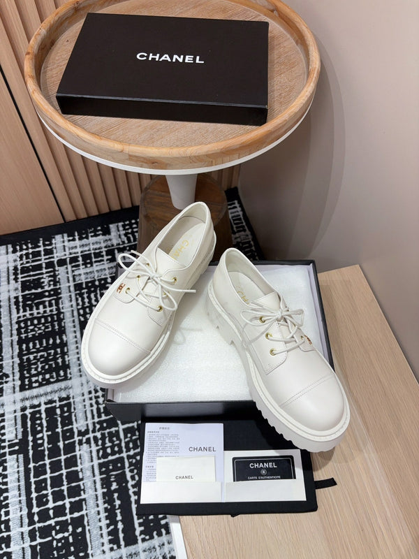 SCARPE CC OXFORD IN PELLE DI VITELLO BIANCA
