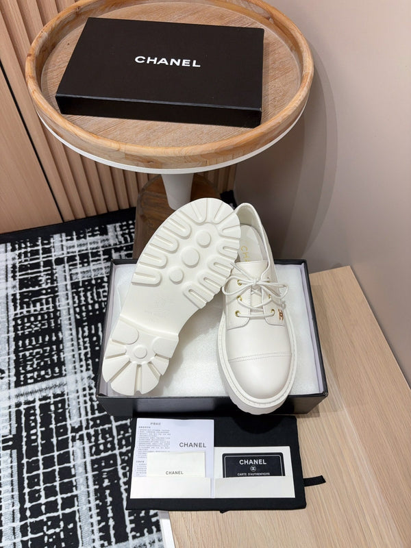 SCARPE CC OXFORD IN PELLE DI VITELLO BIANCA