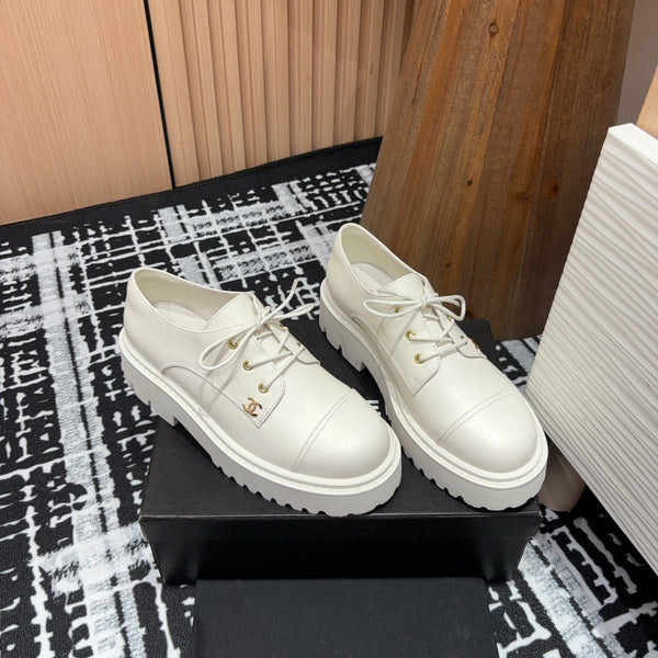 SCARPE CC OXFORD IN PELLE DI VITELLO BIANCA