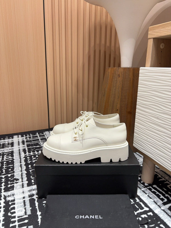 SCARPE CC OXFORD IN PELLE DI VITELLO BIANCA
