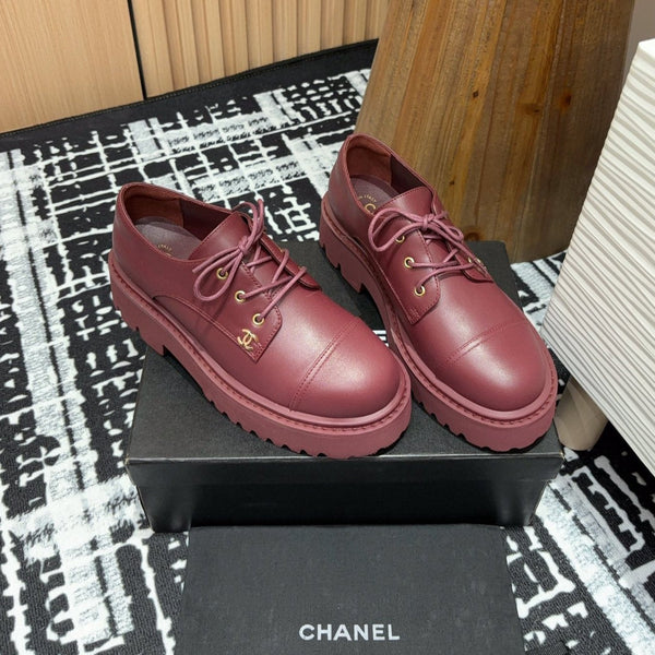 SCARPE CC OXFORD IN PELLE DI VITELLO ROSSO BORDEAUX