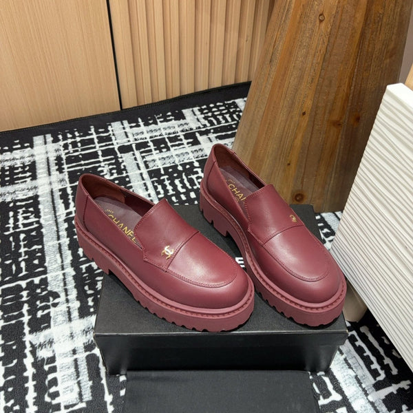 Mocassini CC in pelle di vitello rosso bordeaux