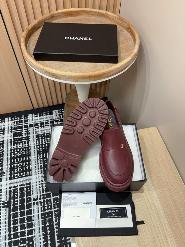 Mocassini CC in pelle di vitello rosso bordeaux