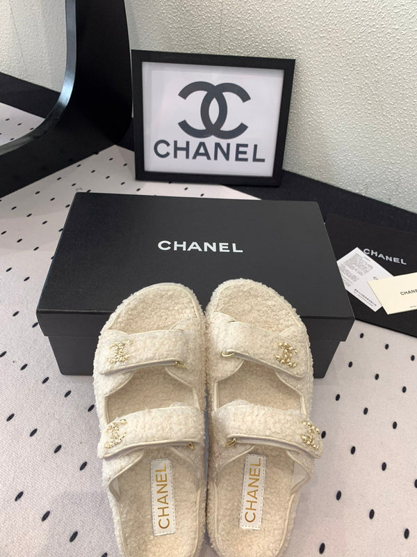 CC DAD SANDAL MULE IN PELLICCIA DI AGNELLO BIANCA