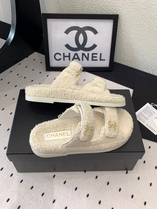 CC DAD SANDAL MULE IN PELLICCIA DI AGNELLO BIANCA