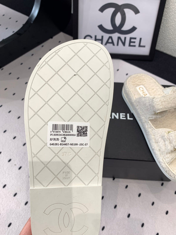 CC DAD SANDAL MULE IN PELLICCIA DI AGNELLO BIANCA