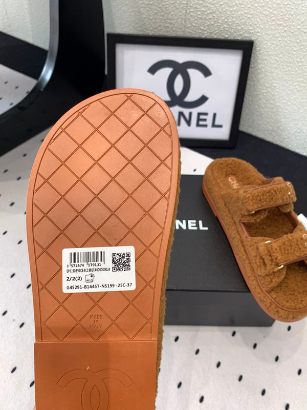 CC DAD SANDALO MULE IN PELLICCIA DI AGNELLO MARRONE BRONZO