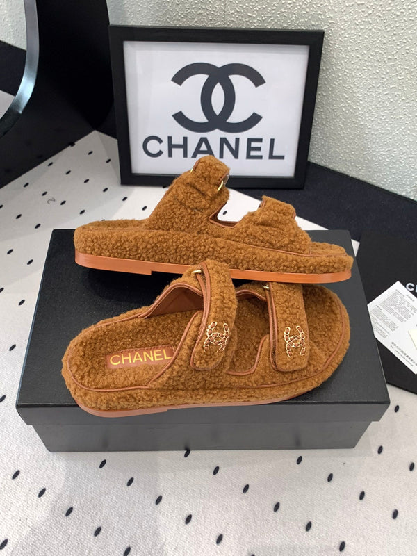 CC DAD SANDALO MULE IN PELLICCIA DI AGNELLO MARRONE BRONZO