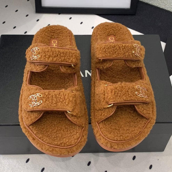 CC DAD SANDALO MULE IN PELLICCIA DI AGNELLO MARRONE BRONZO