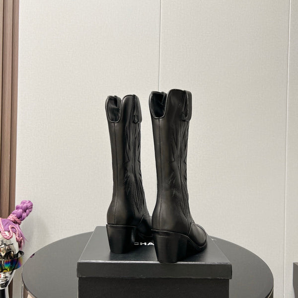 Stivale alto CC 5,5 cm in pelle di vitello nera