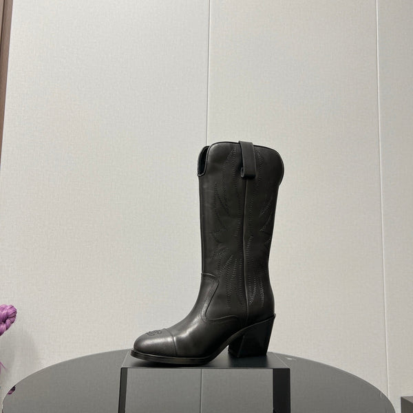 Stivale alto CC 5,5 cm in pelle di vitello nera