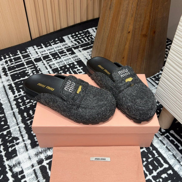 Miu Mules Black Original Wool