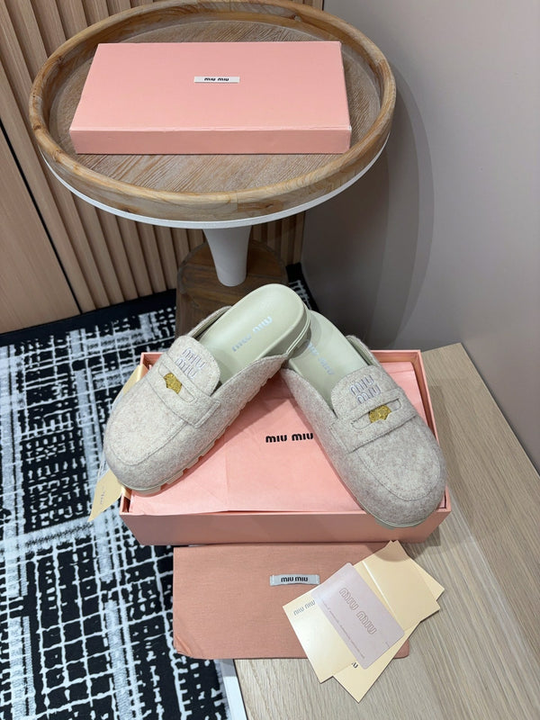 Miu Mule Pastel Pink Wool