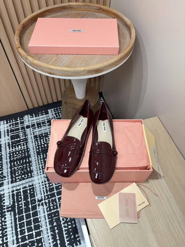 Miu Loafers Dark Red Cowhide