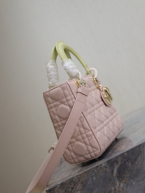 Lady Bag 17cm Pink Pale Green Lambksin