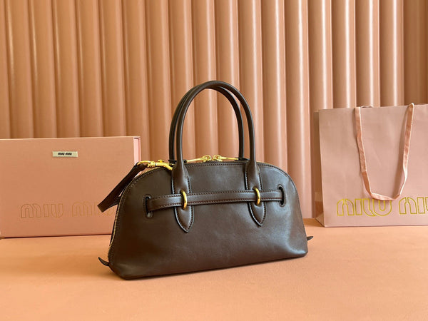 Briarwood Aventure Nappa Leather Top-handle Bag 33cm Chocolate 231061