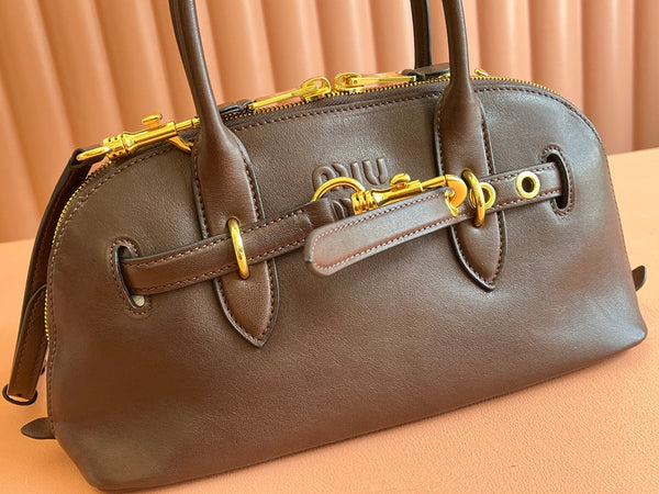 Briarwood Aventure Nappa Leather Top-handle Bag 33cm Brown 231060