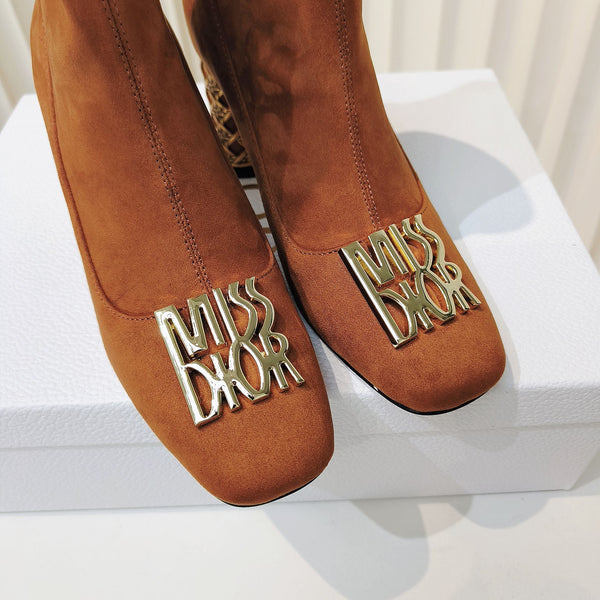 Miss Dior Ankle Boots 80mm Orange Brown Suede 111380