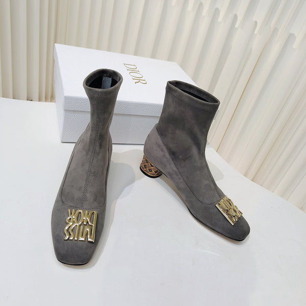 Stivaletti Miss Dior 40mm in camoscio grigio 111391