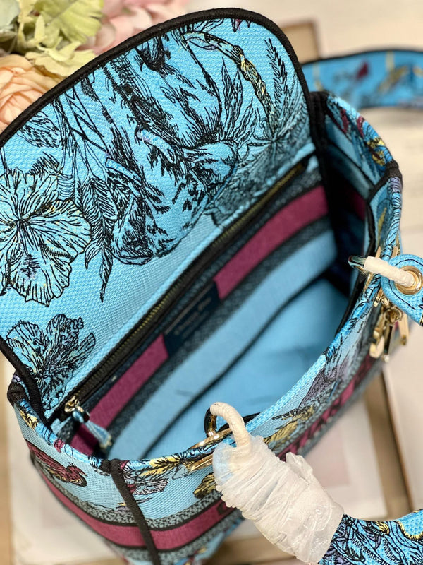 Borsa Lady Dior in tela CD Elephant Blue 24 336679