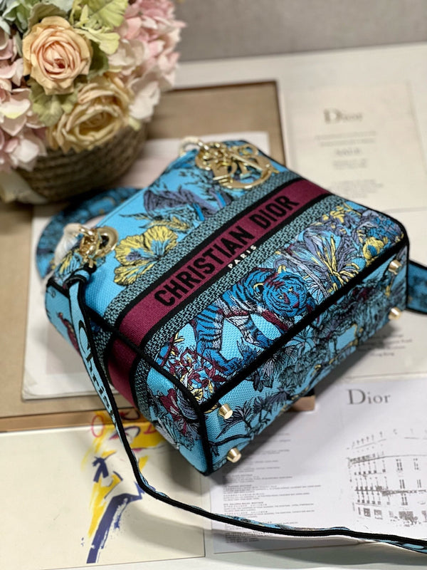 Borsa Lady Dior in tela CD Elephant Blue 24 336679