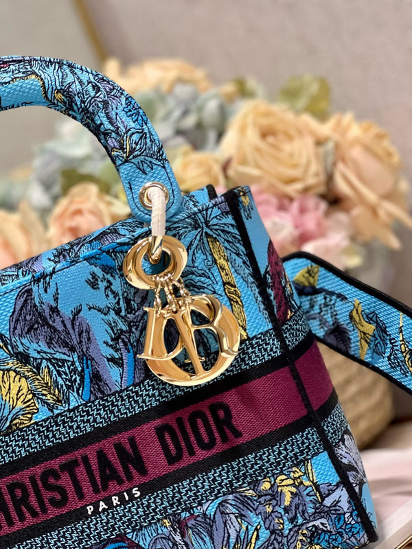 Borsa Lady Dior in tela CD Elephant Blue 24 336679