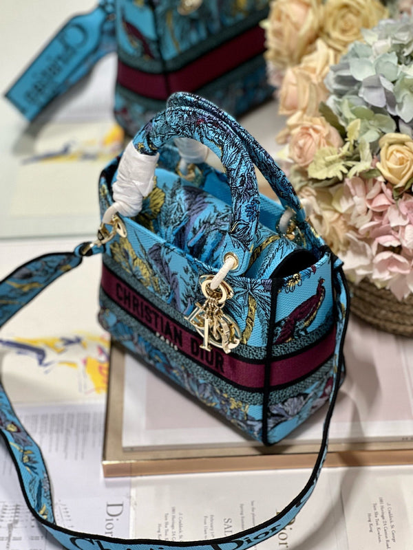 Borsa Lady Dior in tela CD Elephant Blue 24 336679