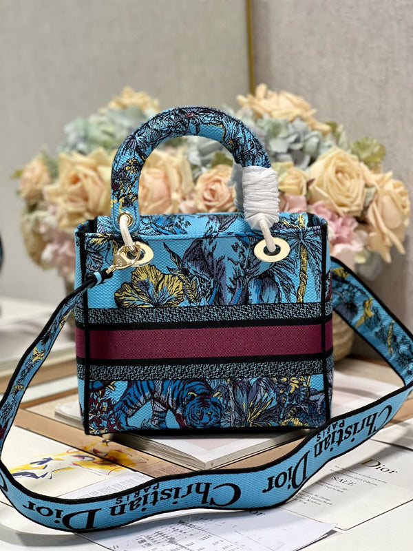 Borsa Lady Dior in tela CD Elephant Blue 24 336679