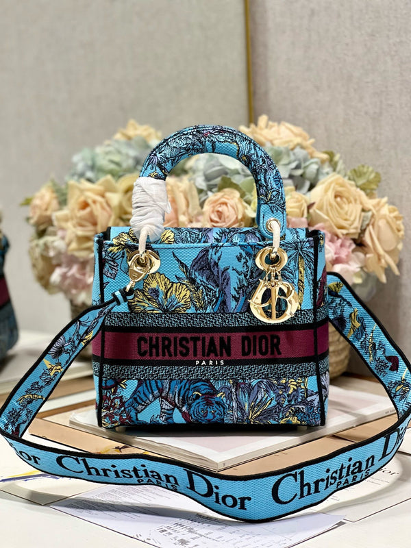 Borsa Lady Dior in tela CD Elephant Blue 24 336679