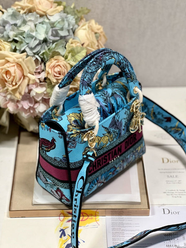 Borsa Lady Dior in tela CD Elephant Blue 24 336679