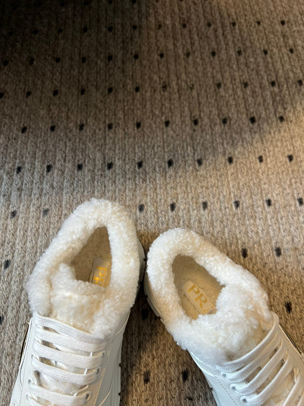 Pra Sneaker White Cowhide Lace Wool 478562