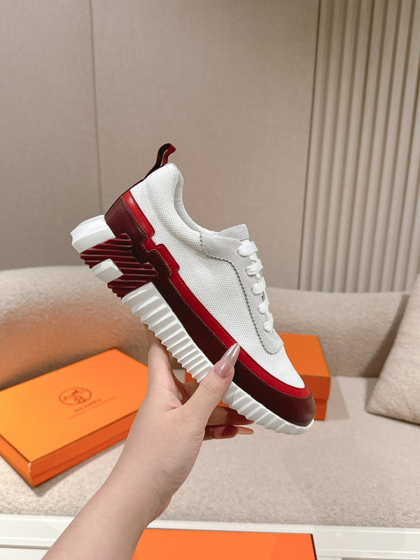 HM Men's Sneaker White Red Goatskin Suede 578952