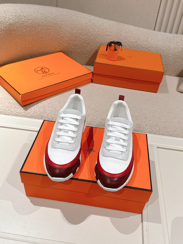 HM Men's Sneaker White Red Goatskin Suede 578952