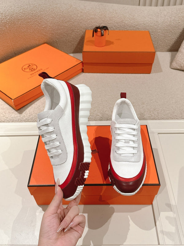 HM Men's Sneaker White Red Goatskin Suede 578952