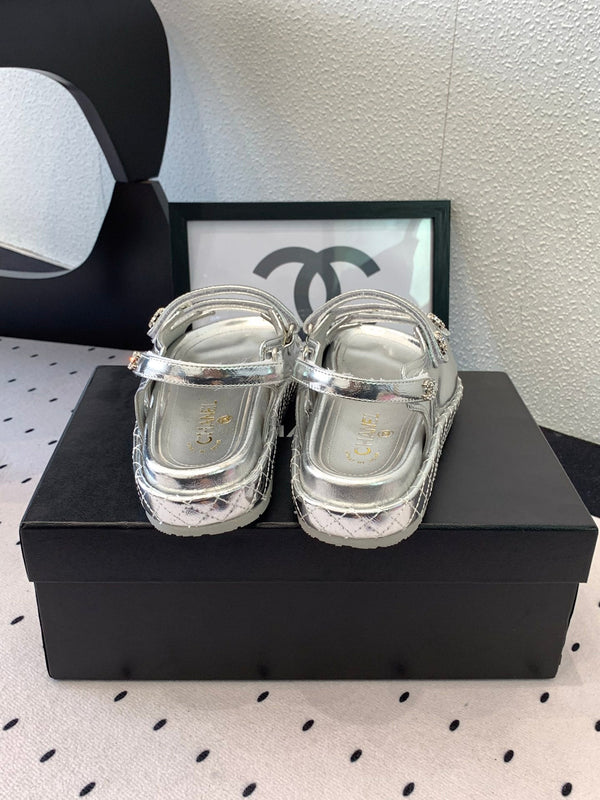 Sandali CC in pelle di agnello argento 147001