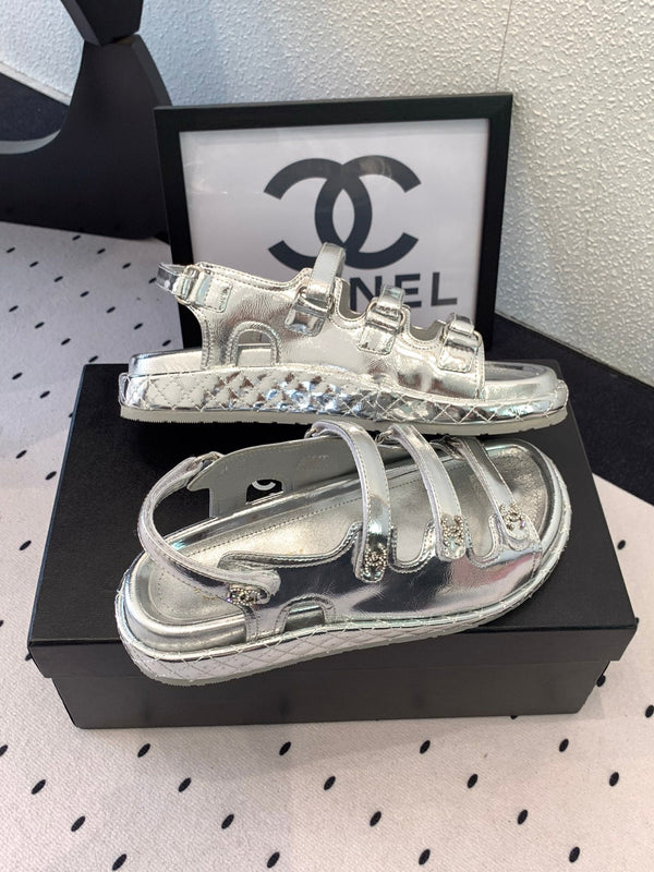 Sandali CC in pelle di agnello argento 147001