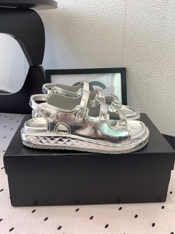 Sandali CC in pelle di agnello argento 147001