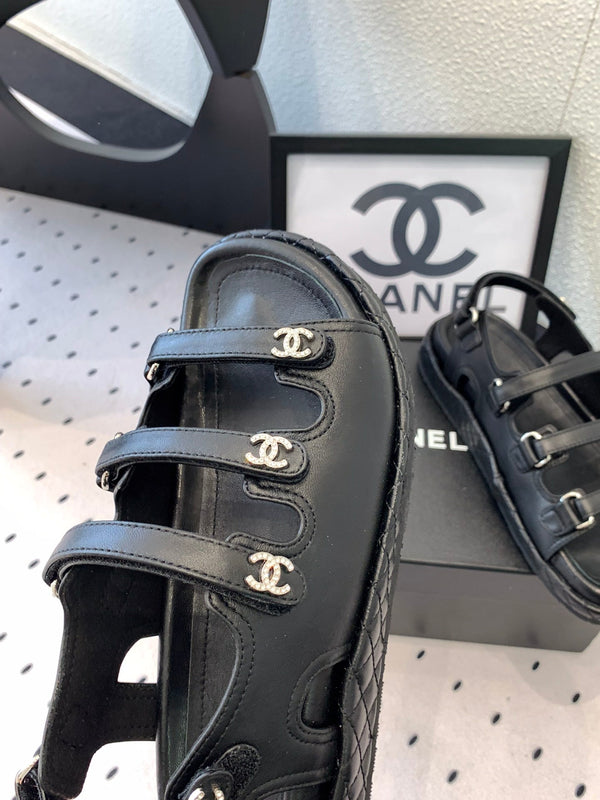 Sandali CC in pelle di agnello nera 147004