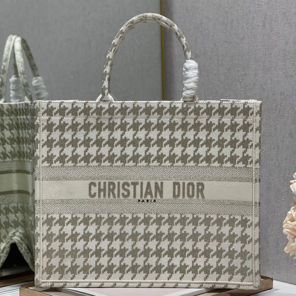CD Metal Houndstooth Book Tote 42cm Bag Canvas 336585