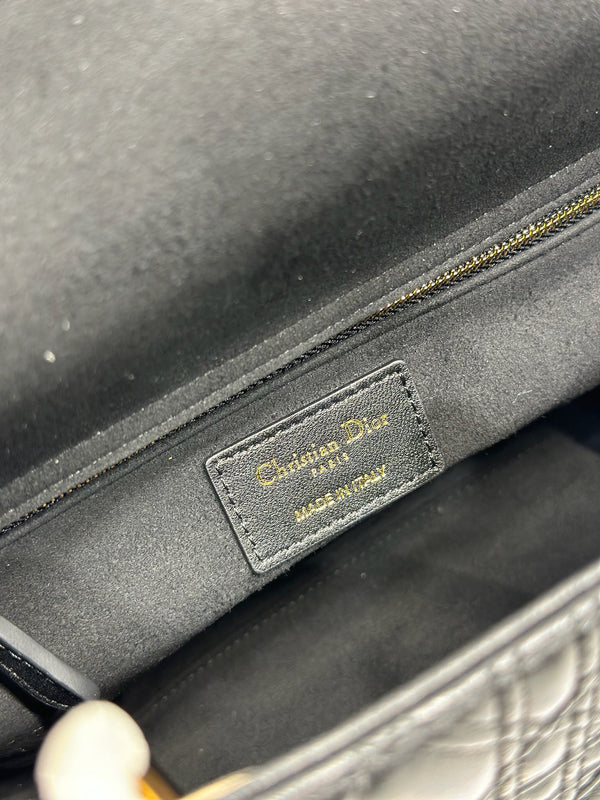 Borsa CD Media Lady Dior 24 in pelle di agnello nera